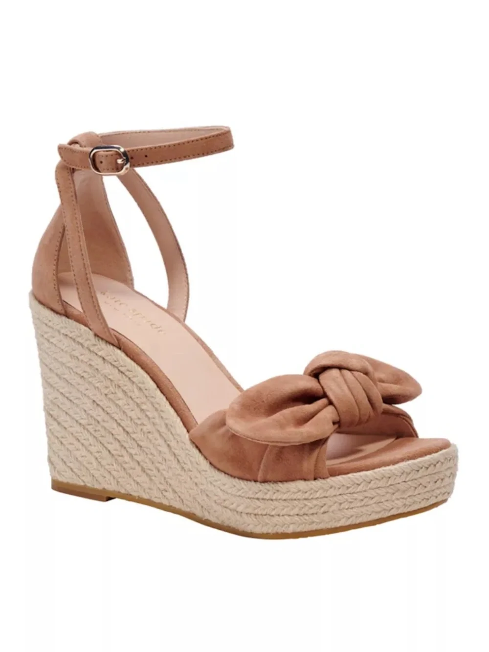 Kate Spade New York Tianna Tan Suede Wedge Bow Espadrille
